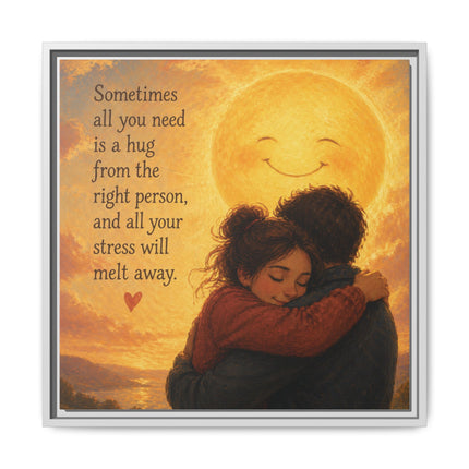 Sunshine Hug Framed Canvas — "Sometimes all you need is a hug" Wall Art