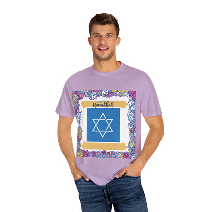 Happy Hanukkah Tee – Unisex Garment-Dyed Shirt for the Festival of Lights