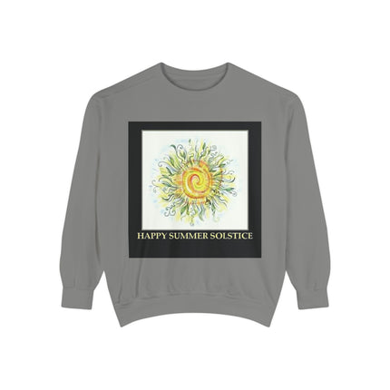 Happy Summer Solstice Unisex Sweatshirt - Cozy Garment-Dyed Apparel for Seasonal Celebrations