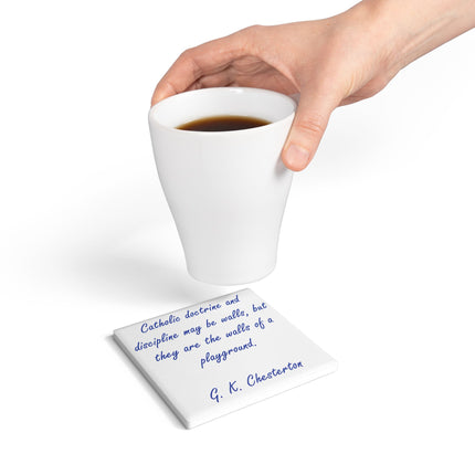Inspirational Quote Ceramic Coaster - G.K. Chesterton Design