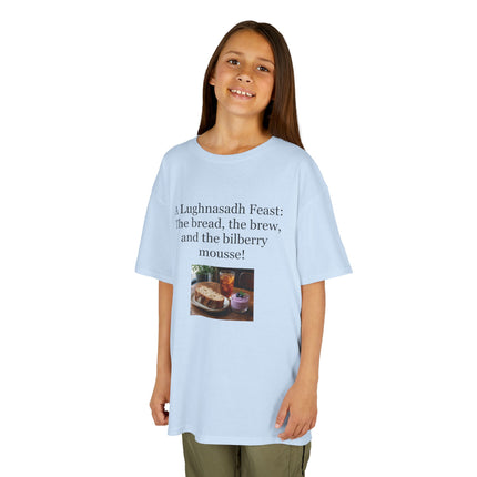 Lughnasadh  Kids Tee — “A Lughnasadh Feast: The bread, the brew, and the bilberry mousse!”