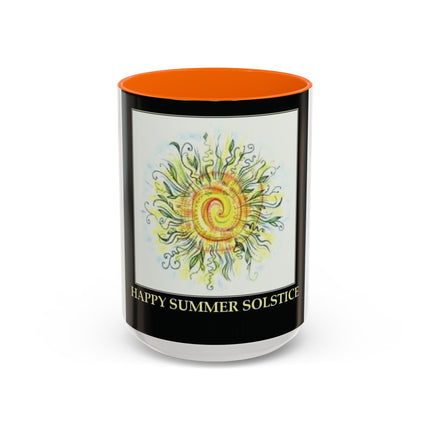 Summer Solstice Mug – 15oz Accent Ceramic Cup with Sunshine Art