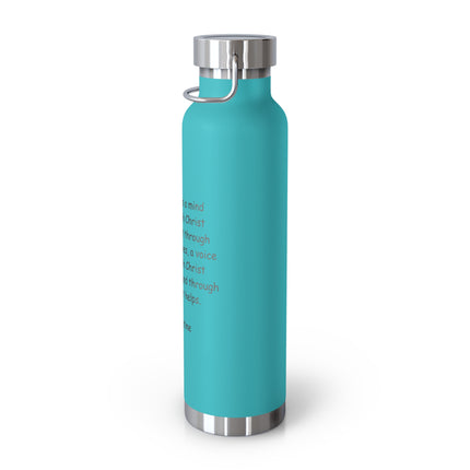 Inspirational Copper Insulated Water Bottle - 22oz with St. Augustine Quote