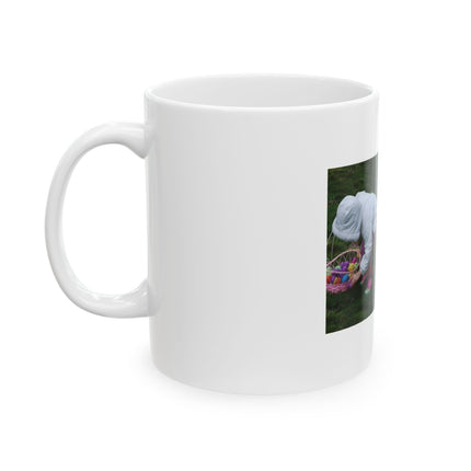 Easter Egg Hunt Photo Mug — 'Easter egg hunts are proof...' Ceramic Coffee Cup (11oz & 15oz)