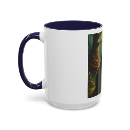Fairy and Black Cat Forest Coffee Mug – Fantasy Woodland Tea Cup