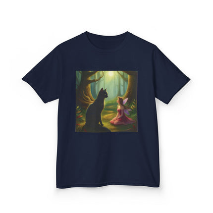 Kids Tee — Fairy Princess and Cat Forest Illustration
