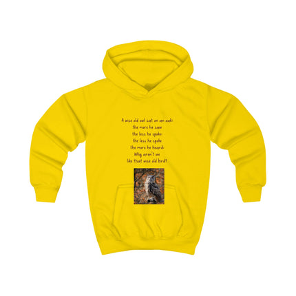 Kids Hoodie — Motivational Owl Design with Inspirational Poem