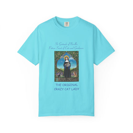 Unisex Crazy Cat Lady T-Shirt - Saint Gertrude of Nivelles Design