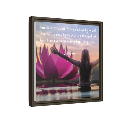 Framed Wall Art - 'Ageless Hippie' Inspirational Yoga Canvas