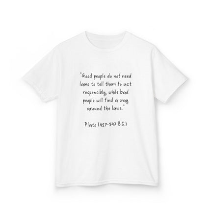Plato Quote Kids Tee – Heavy Cotton Shirt on Ethics & Integrity