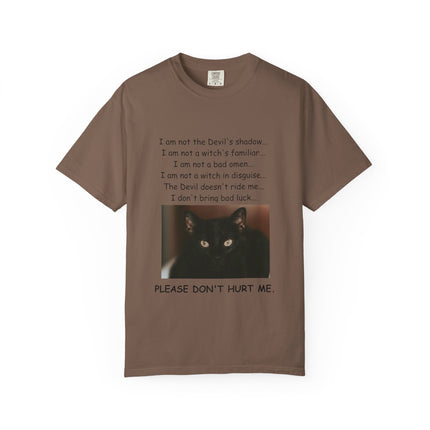 Unisex Cat-Themed T-Shirt – "Please Don't Hurt Me" Design