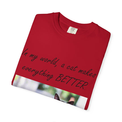 In My World Cat T-Shirt – Unisex Garment-Dyed Tee for Cat Lovers