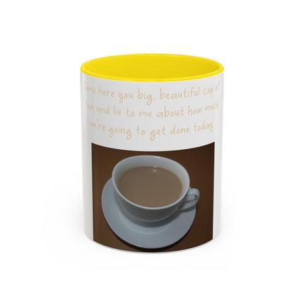 Funny Tea Mug – “Lie to Me” Motivational Accent Ceramic – 11oz