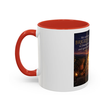 Brigid’s Fire Accent Coffee Mug — Pagan Imbolc Celebration Tea Cup (11/15oz)