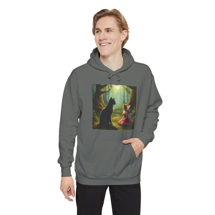 Magical Forest Fairy & Black Cat Hoodie — Enchanted Dusk Art