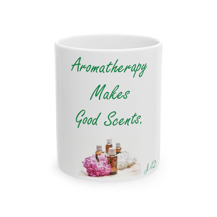 Aromatherapy Mug – “Makes Good Scents” Ceramic Coffee Cup, 11oz