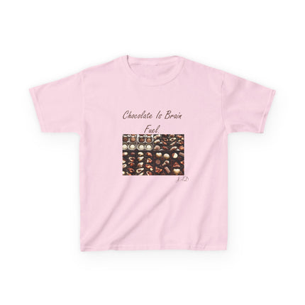 Kids Heavy Cotton™ Tee - "Chocolate Is Brain Fuel" - Fun Gifts for Young Chocolate Lovers