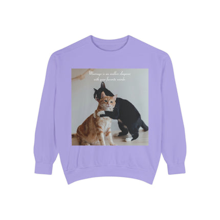 Cute Cat Sweatshirt – Unisex Garment-Dyed Gift for Couples