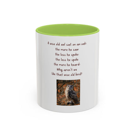 Owl Poem Accent Coffee Mug – Rustic Wildlife Quote Mug (11/15oz)