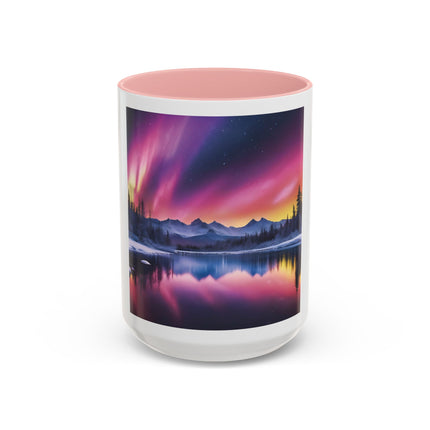 Aurora Lake Accent Coffee Mug — Northern Lights Landscape 11/15oz