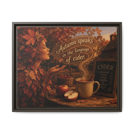 Framed Canvas Wall Art - “Autumn speaks in the language of cider.”