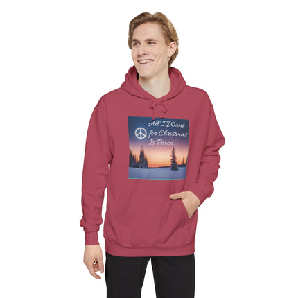 Peaceful Christmas Hoodie – "All I Want for Christmas is Peace" Winter Tree Graphic