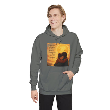 Sunlit Embrace Hoodie – "All You Need Is a Hug" Cozy Inspirational Sweatshirt