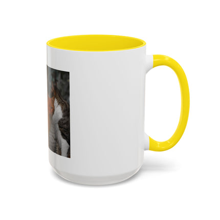 Coffee Mug — "Real Men Love Cats" Accent Ceramic Mug with Cat Photo (11/15 oz)