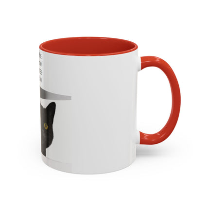 Black Cat Accent Mug – “In the Here In the Now” 11oz Ceramic Cup