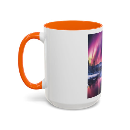 Aurora Lake Accent Coffee Mug — Northern Lights Landscape 11/15oz