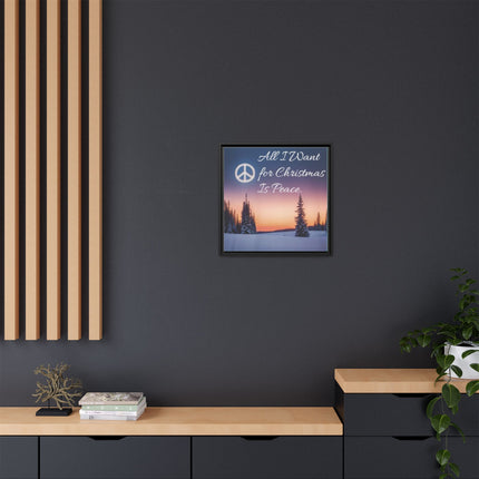 Framed Canvas Wall Art — "All I Want for Christmas Is Peace" Winter Landscape