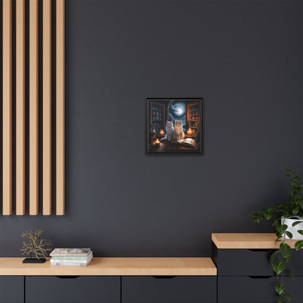 Mystic Moonlit Cats Framed Canvas — Witchy Home Décor Art