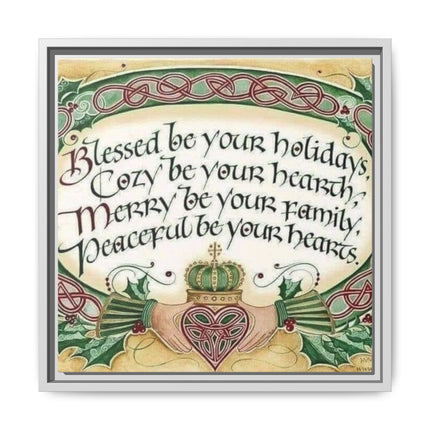 Framed Holiday Blessing Matte Canvas — "Blessed be your holidays" Celtic Wall Art