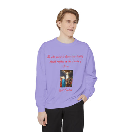 Inspirational Saint Faustina Sweatshirt – Unisex Garment-Dyed Crewneck