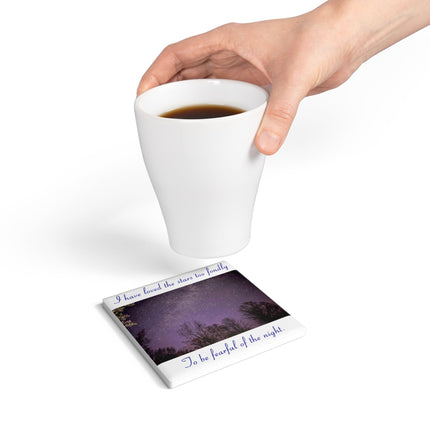 Starry Night Ceramic Coaster with Inspirational Quote