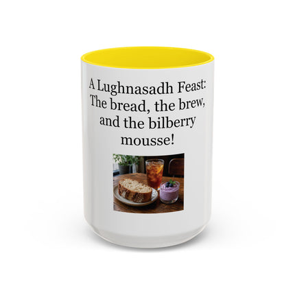 Lughnasadh Feast Mug — "The bread, the brew, and the bilberry mousse!" Accent Coffee Cup