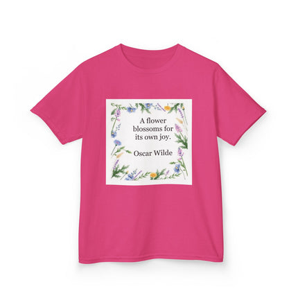 Kids T‑Shirt — "A flower blossoms for its own joy" Oscar Wilde Floral Quote