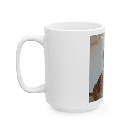 Cat Hug Photo Mug — "Marriage is an endless sleepover with your favorite weirdo" Ceramic Coffee Cup (11oz/15oz)
