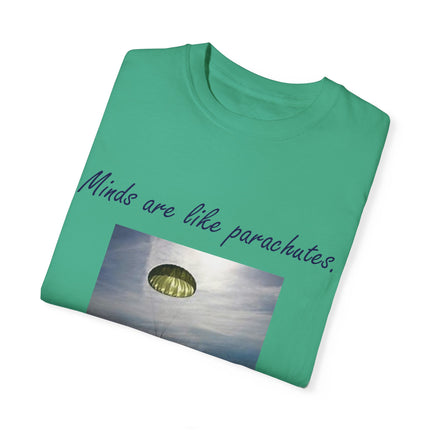 Open Mind Quote Tee – Unisex Garment-Dyed Shirt on Curiosity