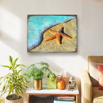 Starfish Wood Wooden Coastal Wall Art by Nature Wonders - Coastal Sea-Life Decor - 95253B-2