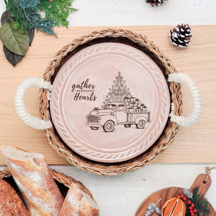 Bread Warmer & Basket - Christmas Truck Round-2