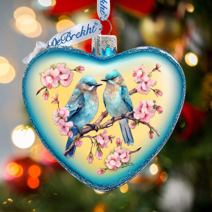 Blooming Love Heart Glass Ornament by G. Debrekht Christmas Decor - 753-014-1