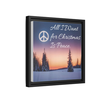 Framed Canvas Wall Art — "All I Want for Christmas Is Peace" Winter Landscape