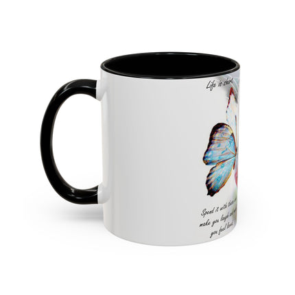 Inspirational Cat & Butterfly Accent Ceramic Mug - 11 oz