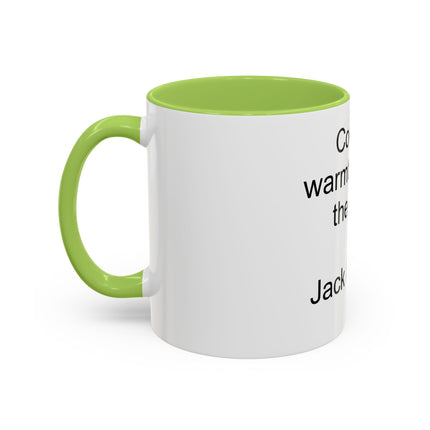 Jack London Quote Mug — "Cocoa’s warmth defies the cold." Accent Mug