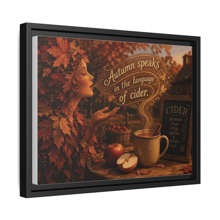 Framed Canvas Wall Art - “Autumn speaks in the language of cider.”
