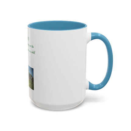Flower Child Coffee Mug — 'Flower Child' Photo Mug with Green Script (11/15 oz)