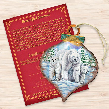 Polar Bears Drop Wooden Ornaments by G. DeBrekht - Wildlife Holiday Decor - 8035215-3