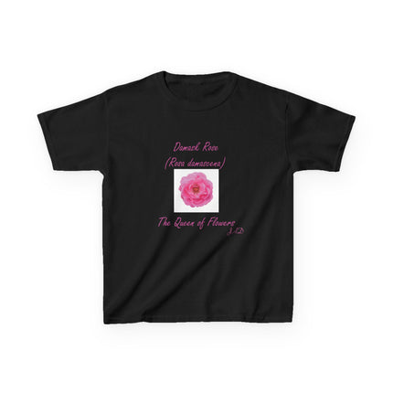 Kids Heavy Cotton Tee – Damask Rose Floral Design