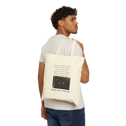 Tote Bag — 'Please Don't Hurt Me' Poem & Vintage Photo Cotton Canvas Tote